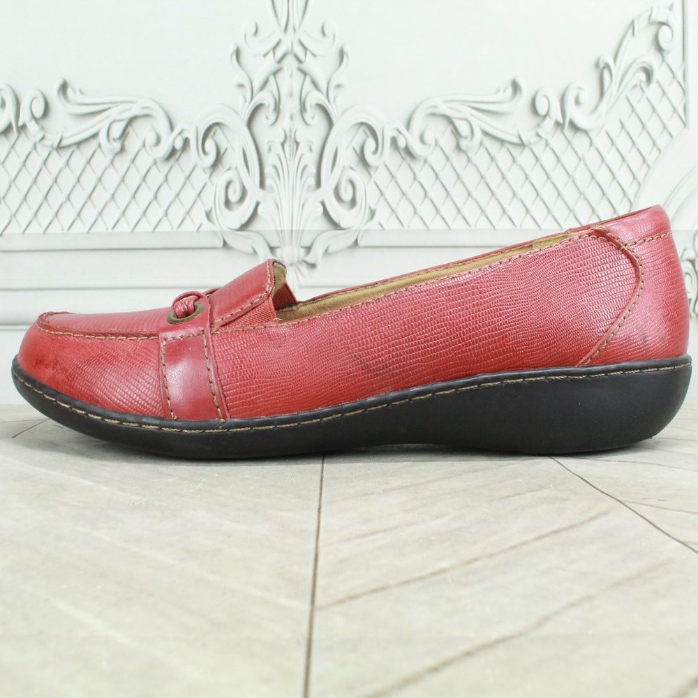 Clarks Women's Red Leather Loafers